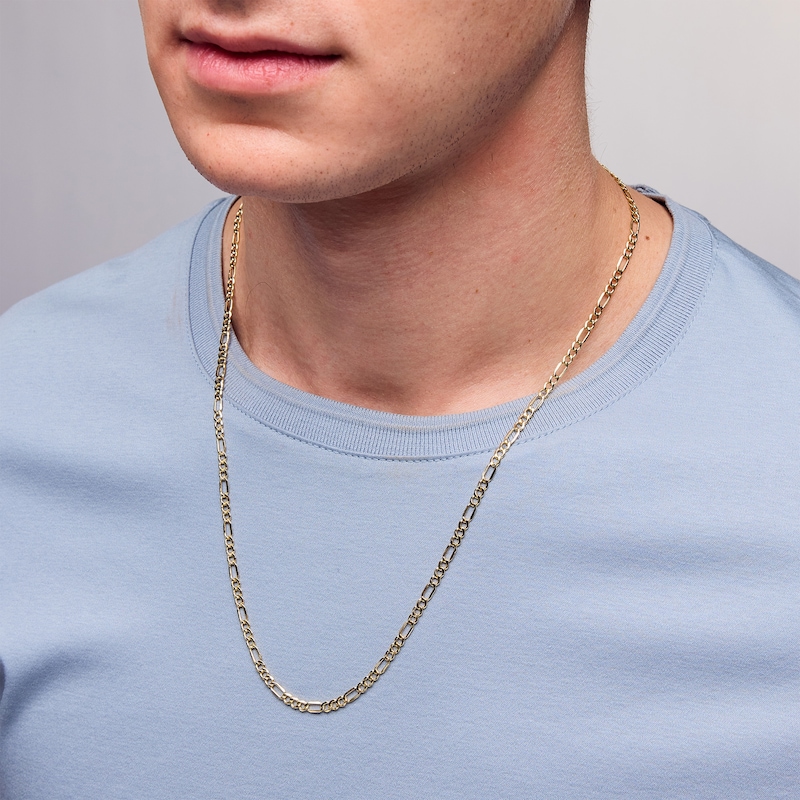 Main Image 3 of 10K Hollow Gold Figaro Chain - 24"