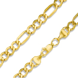 10K Hollow Gold Beveled Figaro Chain - 26&quot;