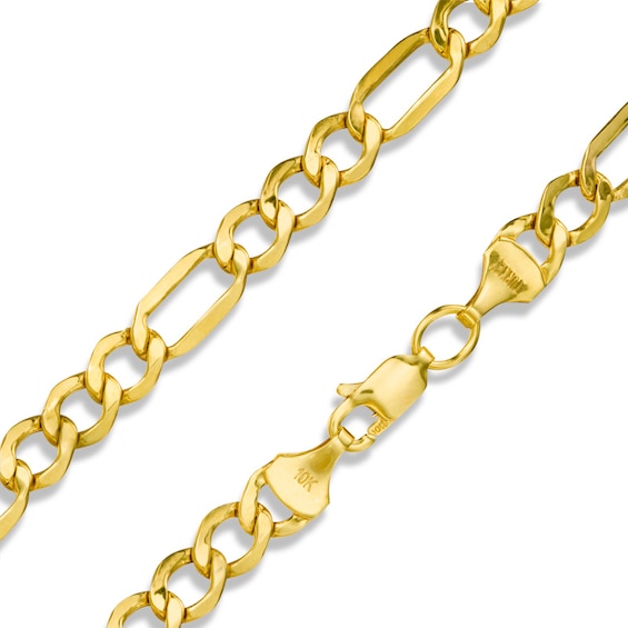 10K Hollow Gold Beveled Figaro Chain