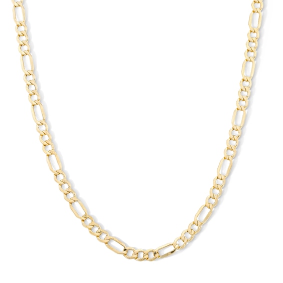 10K Hollow Gold Beveled Figaro Chain