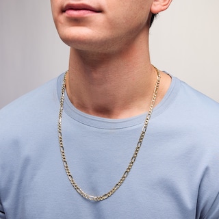 10K Hollow Gold Beveled Figaro Chain - 26"