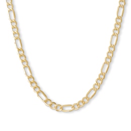 100 Gauge Bevelled Figaro Chain Necklace in 10K Hollow Gold - 22&quot;