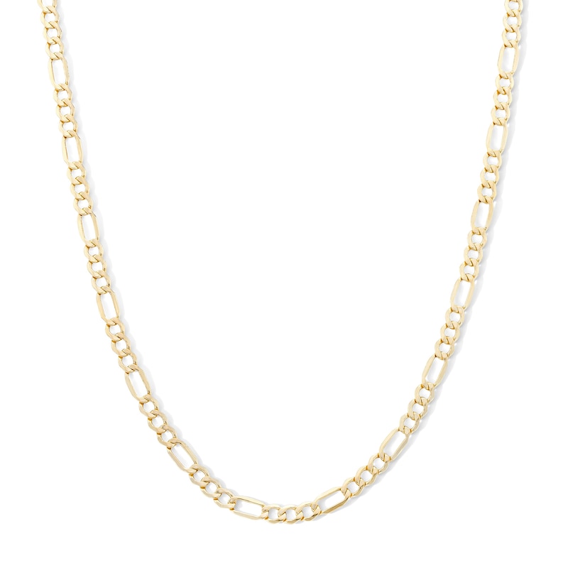 10K Hollow Gold Beveled Figaro Chain - 22"