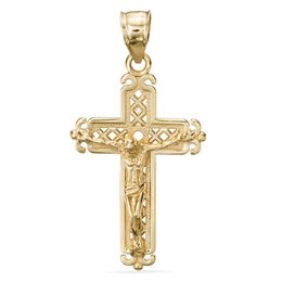 Crucifix Filigree Necklace Charm in 10K Solid Gold