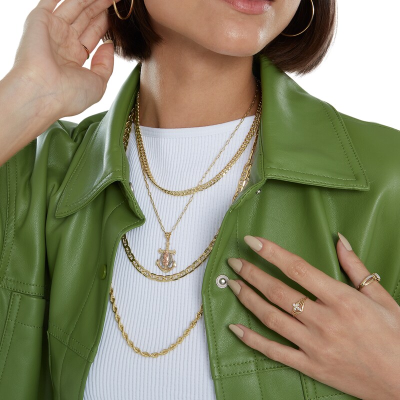 Main Image 5 of Small Anchor Crucifix Necklace Charm in 10K Tri-Tone Gold