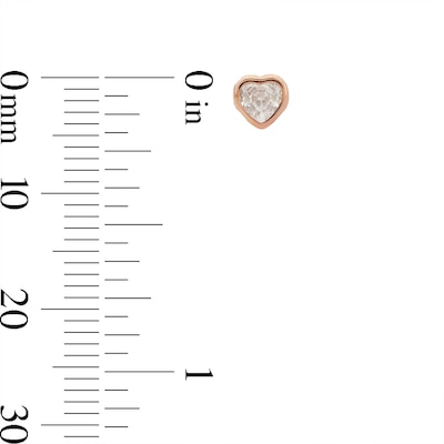 10K Rose Gold CZ Heart-Shaped Bezel Studs