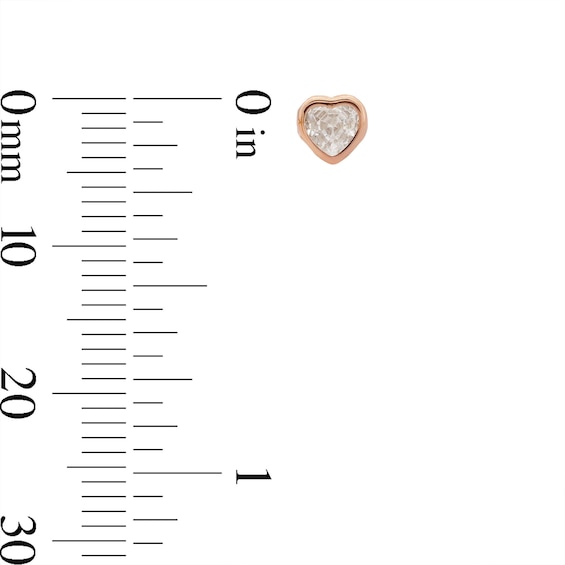 10K Rose Gold CZ Heart-Shaped Bezel Studs