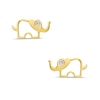 Cubic Zirconia Elephant Stud Earrings in 10K Gold