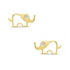 Cubic Zirconia Elephant Stud Earrings in 10K Gold