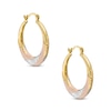 Thumbnail Image 0 of Diamond-Cut Twist Hoop Earrings in 10K Stamp Hollow Tri-Tone Gold