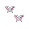 Thumbnail Image 0 of Child's Marquise Pink Cubic Zirconia Butterfly Stud Earrings in Sterling Silver