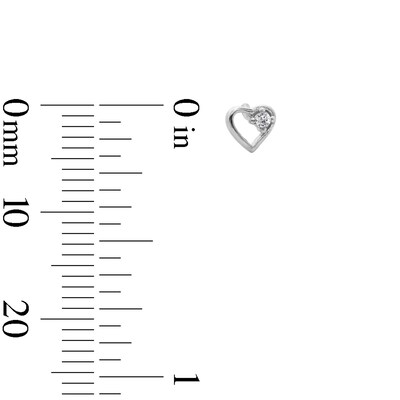 Child's Cubic Zirconia Petite Heart Outline Stud Earrings in Sterling Silver