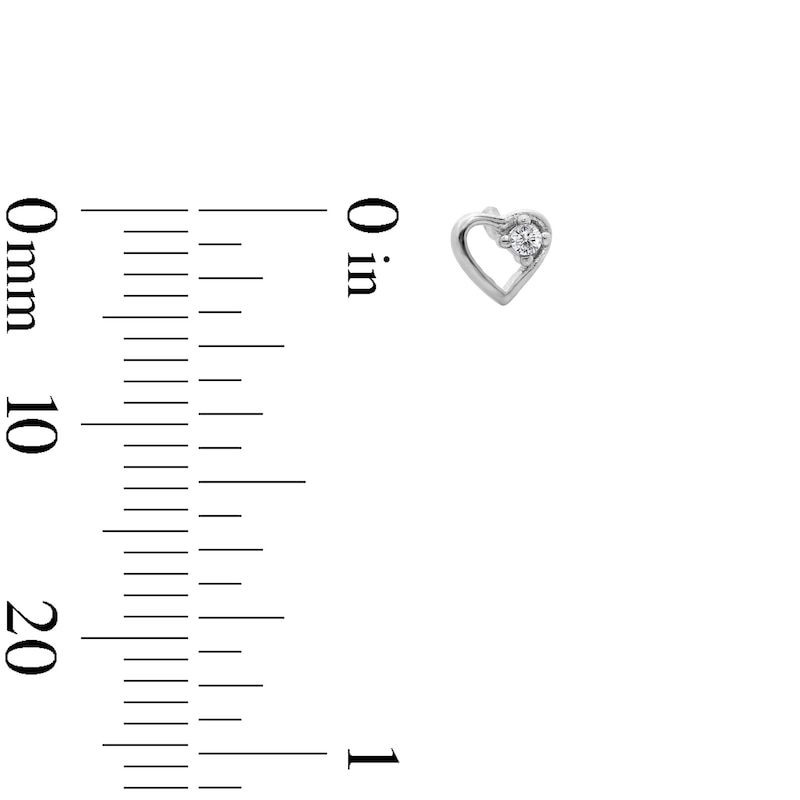 Main Image 2 of Child's Cubic Zirconia Petite Heart Outline Stud Earrings in Sterling Silver
