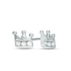 Child's Cubic Zirconia Crown Three Stone Stud Earrings in Sterling Silver