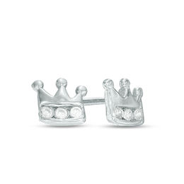 Child's Sterling Silver CZ Crown Studs