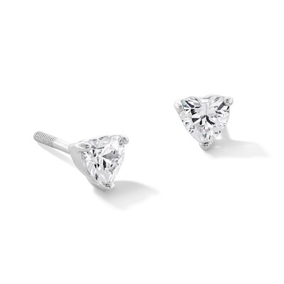 Child's 4mm Heart-Shaped Cubic Zirconia Stud Earrings in Sterling Silver