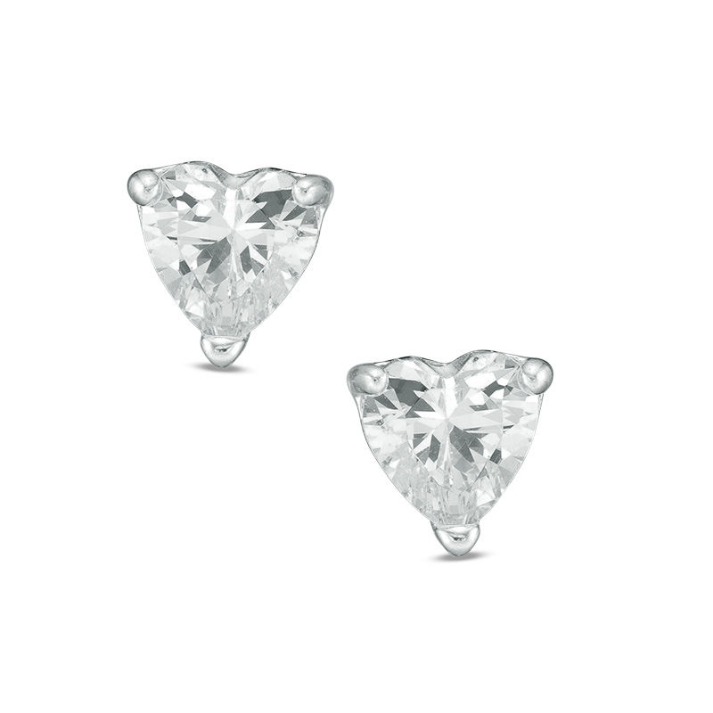 Child's 4mm Heart-Shaped Cubic Zirconia Stud Earrings in Sterling Silver