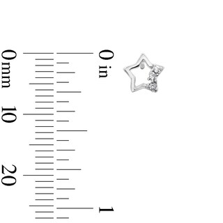Child's Cubic Zirconia Open Star Three Stone Stud Earrings in Sterling Silver