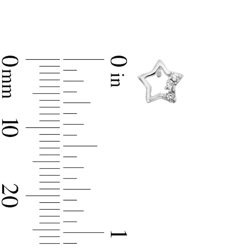 Main Image 2 of Child's Cubic Zirconia Open Star Three Stone Stud Earrings in Sterling Silver