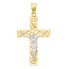 Thumbnail Image 0 of Swirl Crucifix Necklace Charm in 10K Two-Tone Gold