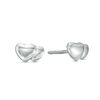 Child's Layered Double Puffed Heart Stud Earrings in Sterling Silver