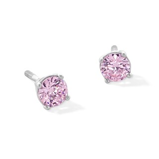 Child's 4mm Pink Cubic Zirconia Stud Earrings in Sterling Silver