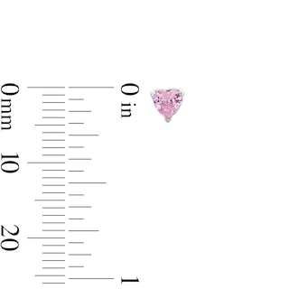 Child's 4mm Heart-Shaped Pink Cubic Zirconia Stud Earrings in Sterling Silver