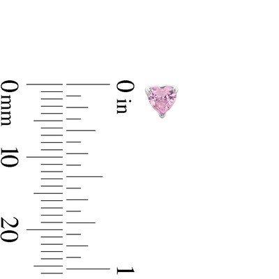 Child's 4mm Heart-Shaped Pink Cubic Zirconia Stud Earrings in Sterling Silver