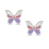 Thumbnail Image 1 of Child's Multi-Color Enamel Butterfly Stud Earrings in Sterling Silver