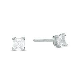 Child's 3mm Princess-Cut Cubic Zirconia Stud Earrings in Sterling Silver