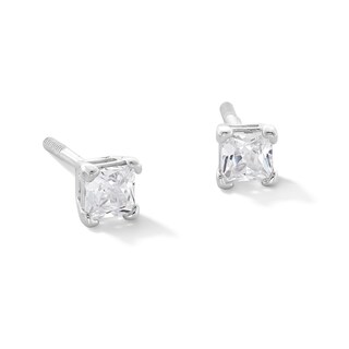 Child's 3mm Princess-Cut Cubic Zirconia Stud Earrings in Sterling Silver