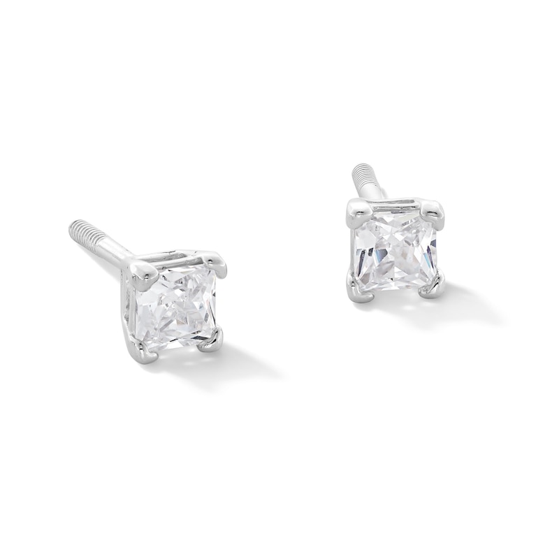 Child's 3mm Princess-Cut Cubic Zirconia Stud Earrings in Sterling Silver