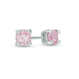 Child's 3mm Pink Cubic Zirconia Stud Earrings in Sterling Silver