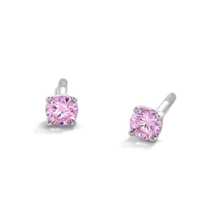 Child's 3mm Pink Cubic Zirconia Stud Earrings in Sterling Silver