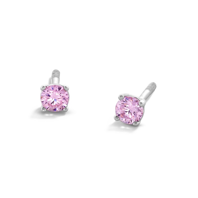 Child's 3mm Pink Cubic Zirconia Stud Earrings in Sterling Silver