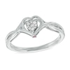 Thumbnail Image 0 of 1/20 CT. T.W. Composite Diamond and Pink Sapphire Accent Heart Promise Ring in Sterling Silver - Size 7