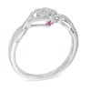 Thumbnail Image 1 of 1/20 CT. T.W. Composite Diamond and Pink Sapphire Accent Heart Promise Ring in Sterling Silver - Size 7
