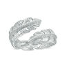 Cubic Zirconia Feather Wrap Ring in Sterling Silver - Size 7