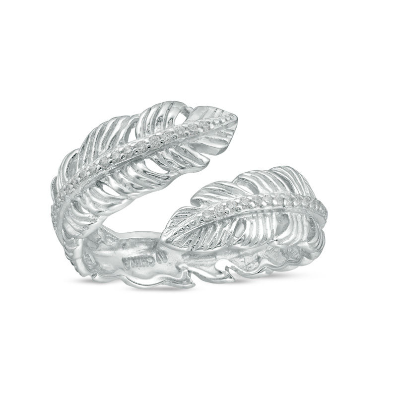 Main Image 1 of Cubic Zirconia Feather Wrap Ring in Sterling Silver - Size 7