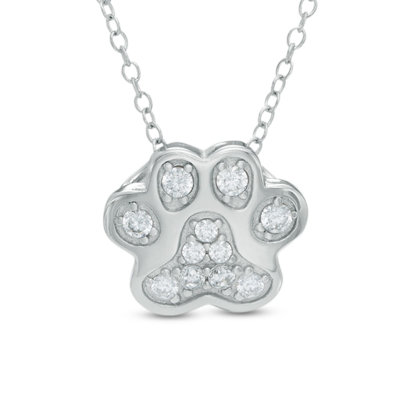 Cubic Zirconia Paw Print Pendant in Sterling Silver | Banter