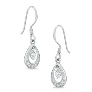 Cubic Zirconia Teardrop Earrings in Sterling Silver