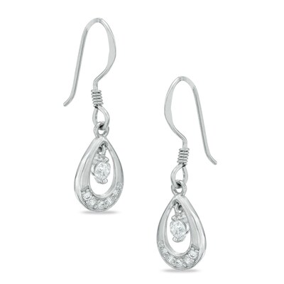 Cubic Zirconia Teardrop Earrings in Sterling Silver