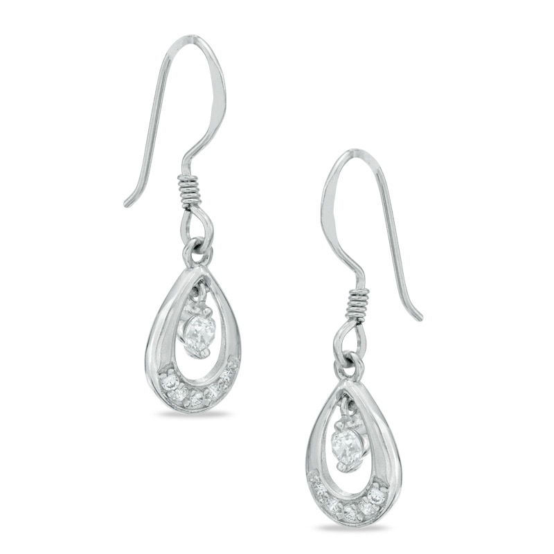 Cubic Zirconia Teardrop Earrings in Sterling Silver