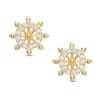 Cubic Zirconia Ship Wheel Stud Earrings in 10K Gold