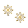 Cubic Zirconia Ship Wheel Stud Earrings in 10K Gold