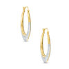 Greek Key Hoop Earrings in 10K Two-Tone Gold