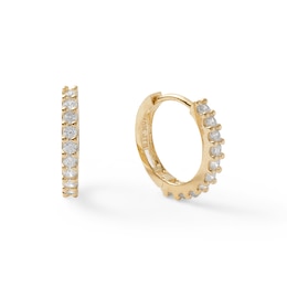 Cubic Zirconia Huggie Hoop Earrings in 10K Gold
