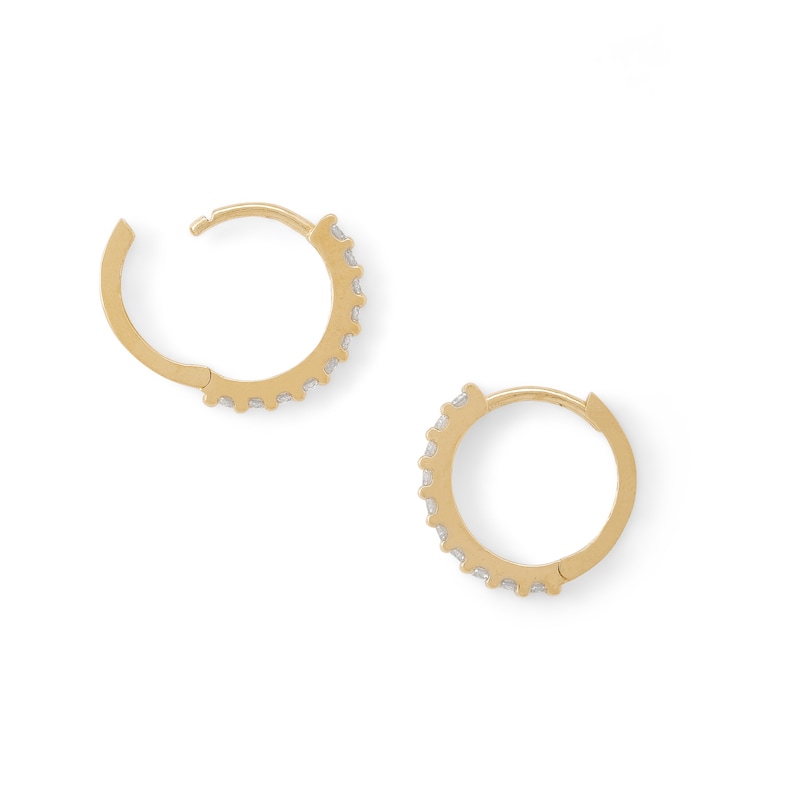 Cubic Zirconia Huggie Hoop Earrings in 10K Solid Gold