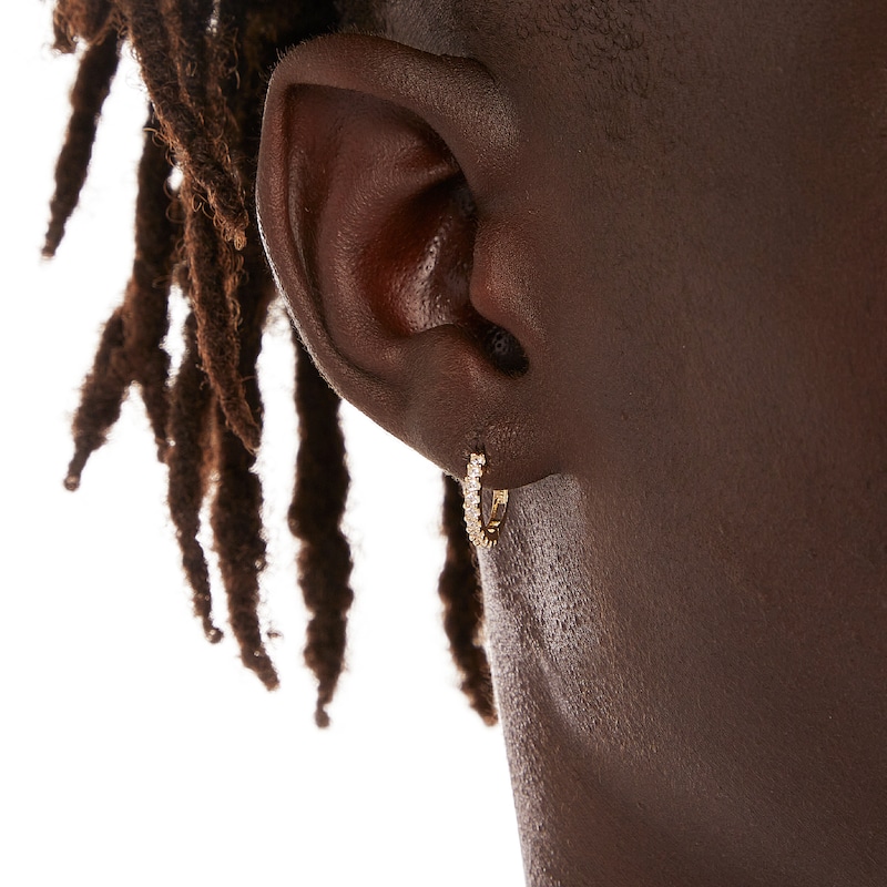 Main Image 3 of Cubic Zirconia Huggie Hoop Earrings in 10K Solid Gold