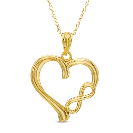 Infinity Symbol Heart Pendant in 10K Gold - 17"